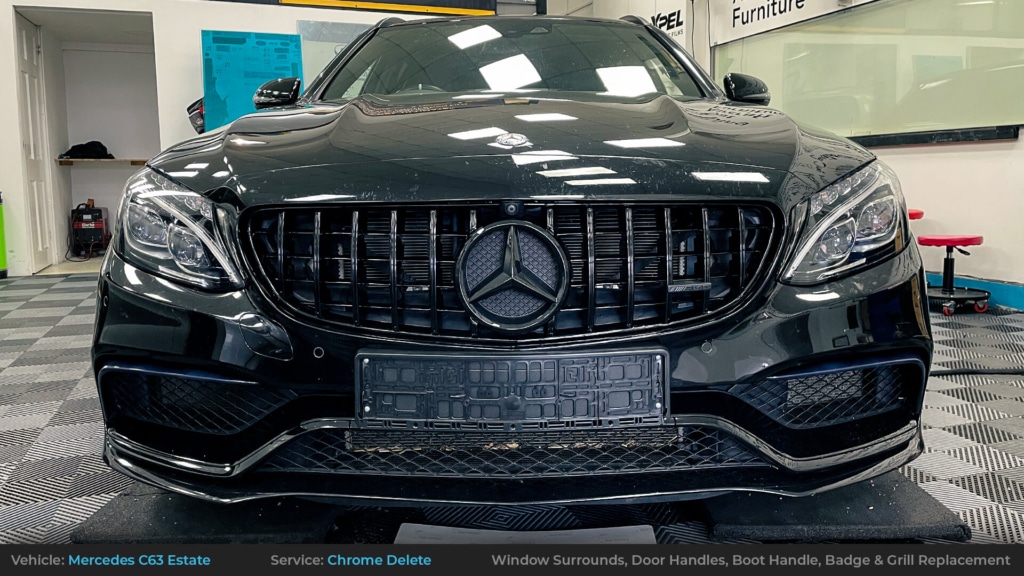 GG Wraps Chrome Delete Blackout Overlay For 2015-21 Mercedes C Class Sedan Trunk