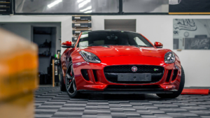 Jaguar F-Type R wrapped in 3M Dragon Fire Red