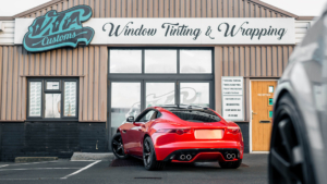 Jaguar F-Type R wrapped in 3M Gloss Dragon Fire Red