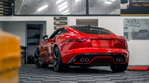 Jaguar F-Type R wrapped in 3M Gloss Dragon Fire Red