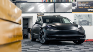 Tesla Model 3 Wrapped in 3M Satin Black