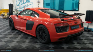 Audi R8 Full Window Tinting - 10% Rears, 70% Fronts. Rear 3/4 Photo.