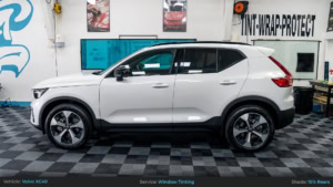 White Volvo XC40 Rear Window Tinting - 10%. Side Profile.