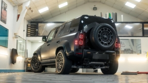 Land Rover Defender OCTA - 3M Satin Black. Interior photo of the rear.