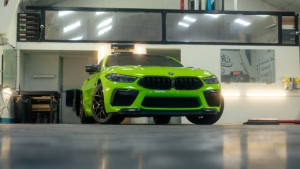 BMW M8 - 3M Gloss Light Green - Front Photo Inside the Shop 1