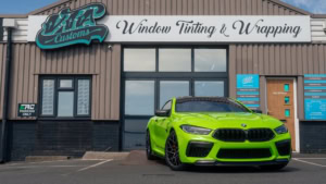 BMW M8 - 3M Gloss Light Green - Front Photo Outside the Shop